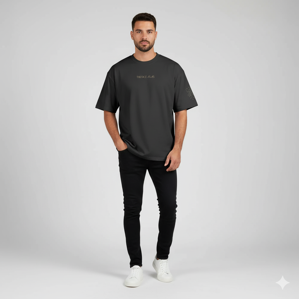 T-shirt Oversize Brodé – Arche Patrimoniale en Coton Lourd 425GSM