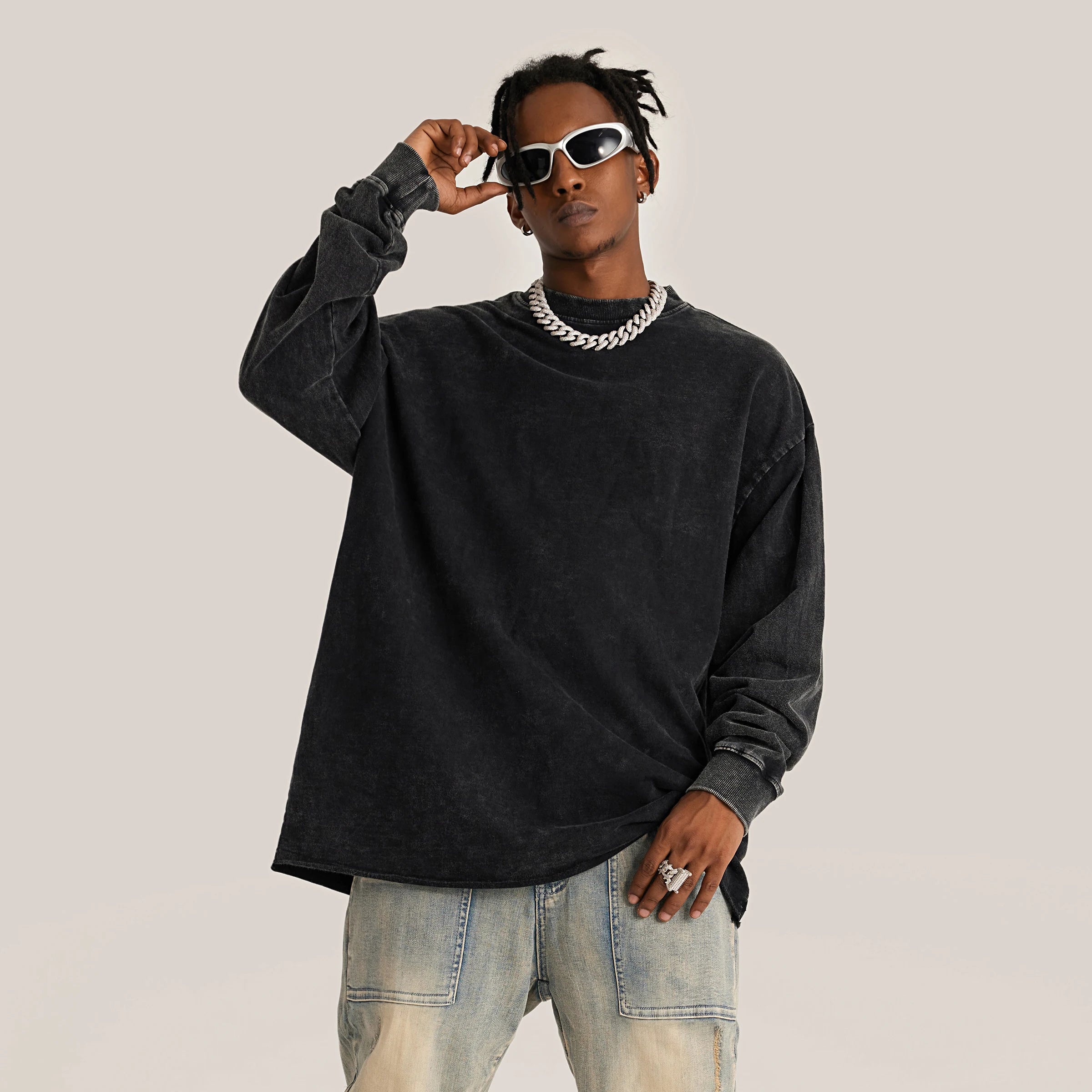 KUNO – 260g | Long Sleeve Délavé à Ourlet Brut