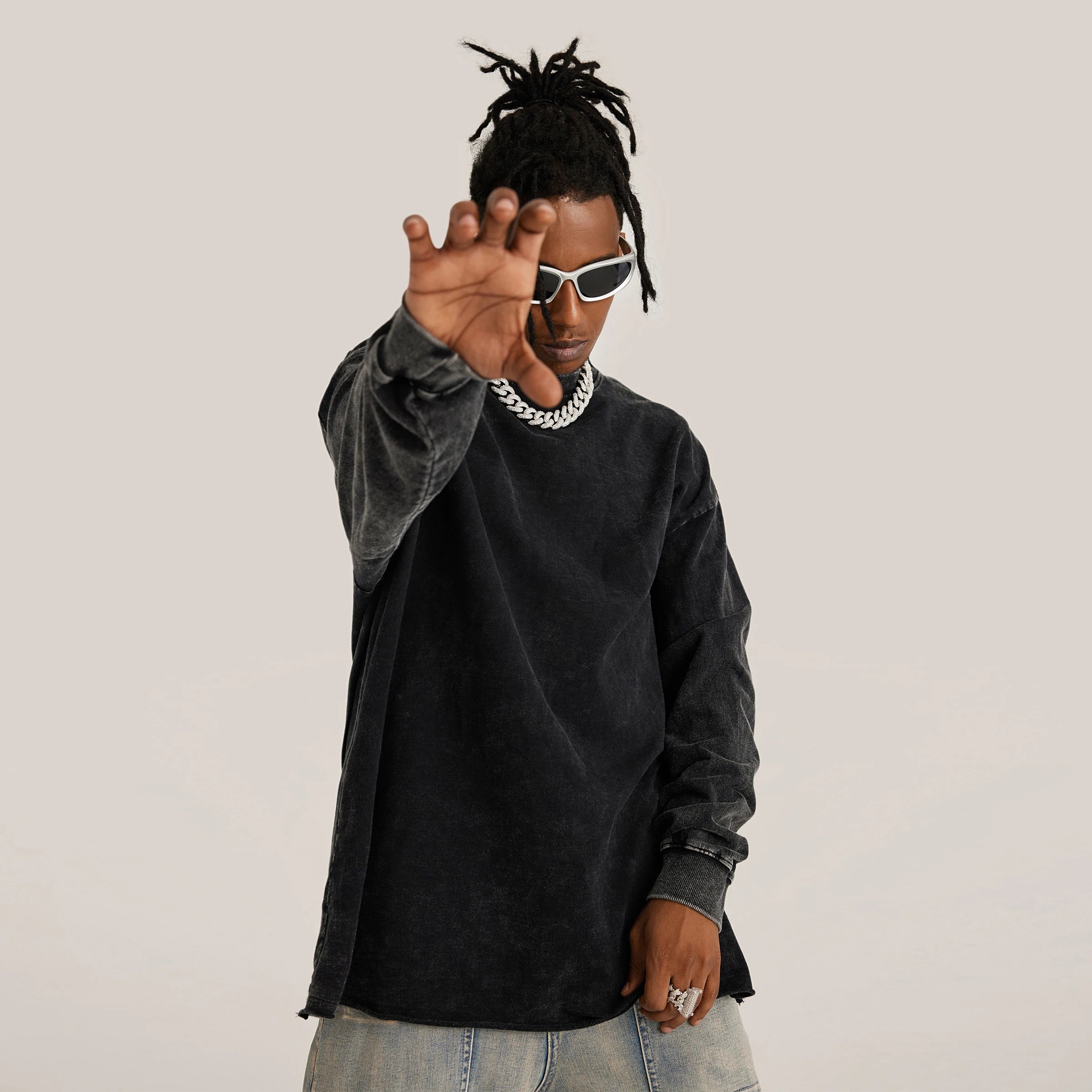 KUNO – 260g | Long Sleeve Délavé à Ourlet Brut