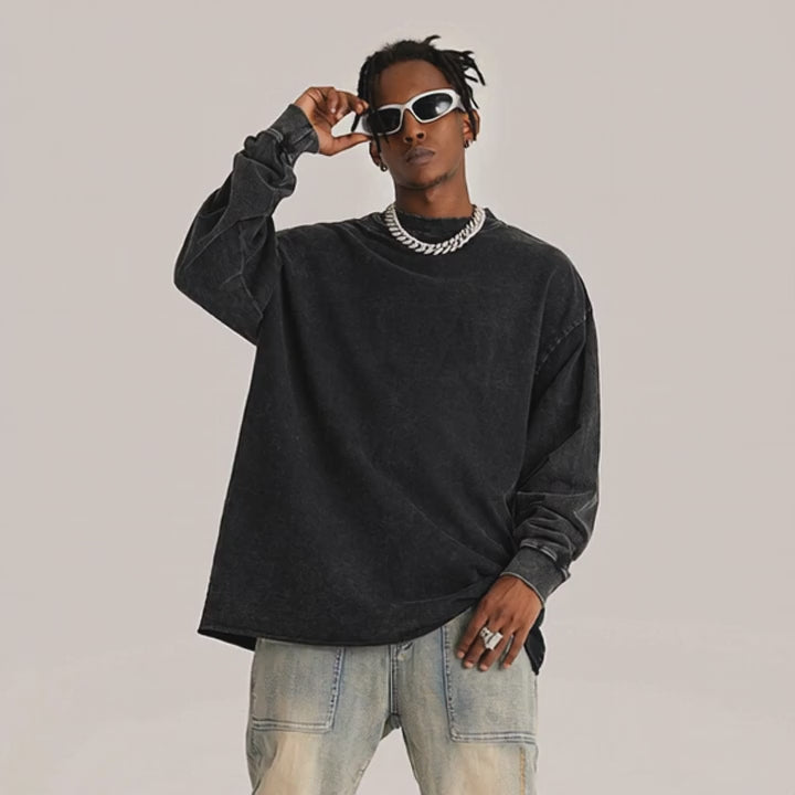 KUNO – 260g | Long Sleeve Délavé à Ourlet Brut
