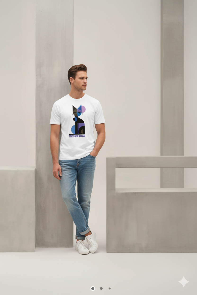 T-shirt Chat Géométrique 240 g/m² | Coton Premium