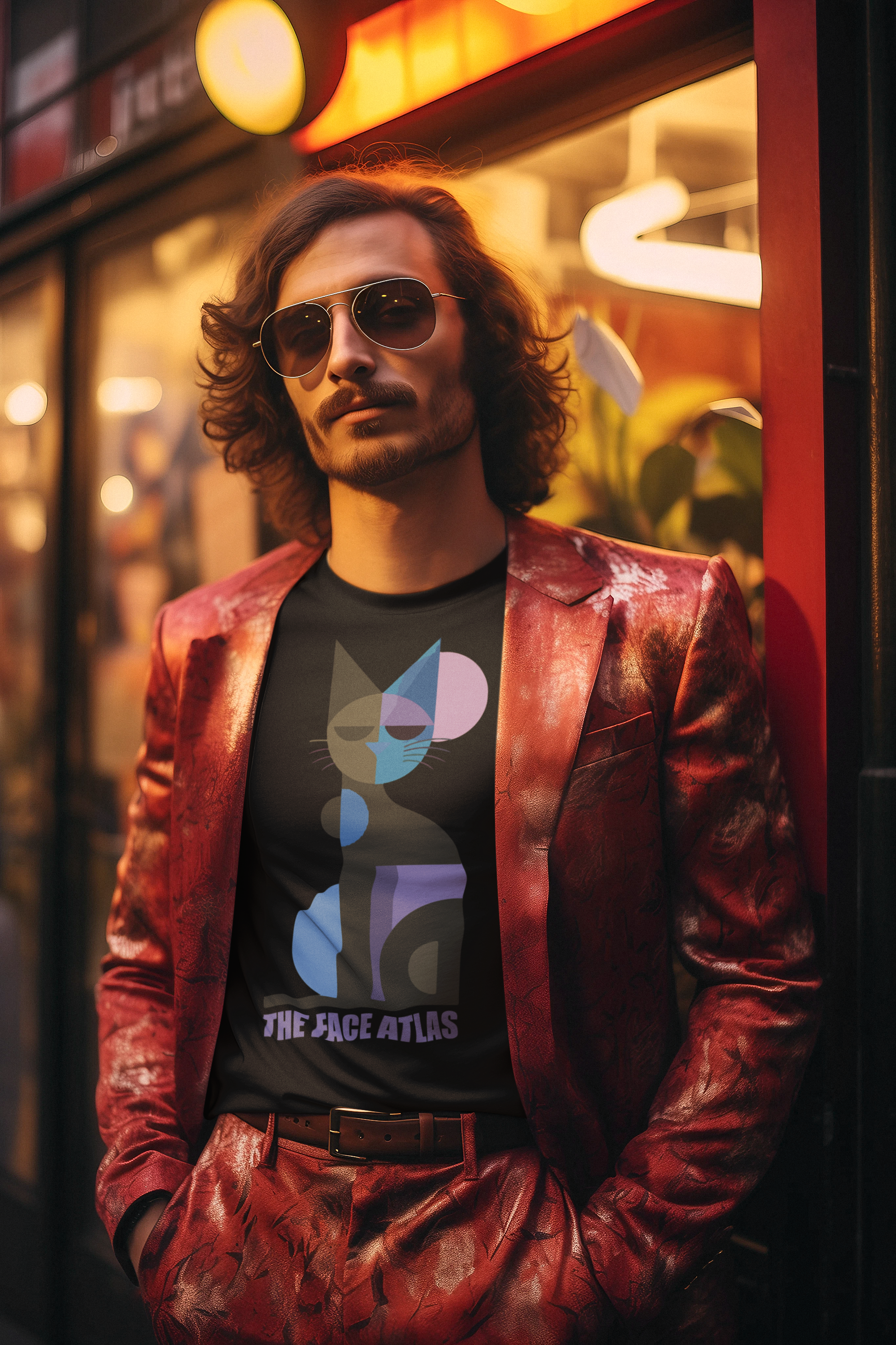 T-shirt Chat Géométrique 240 g/m² | Coton Premium