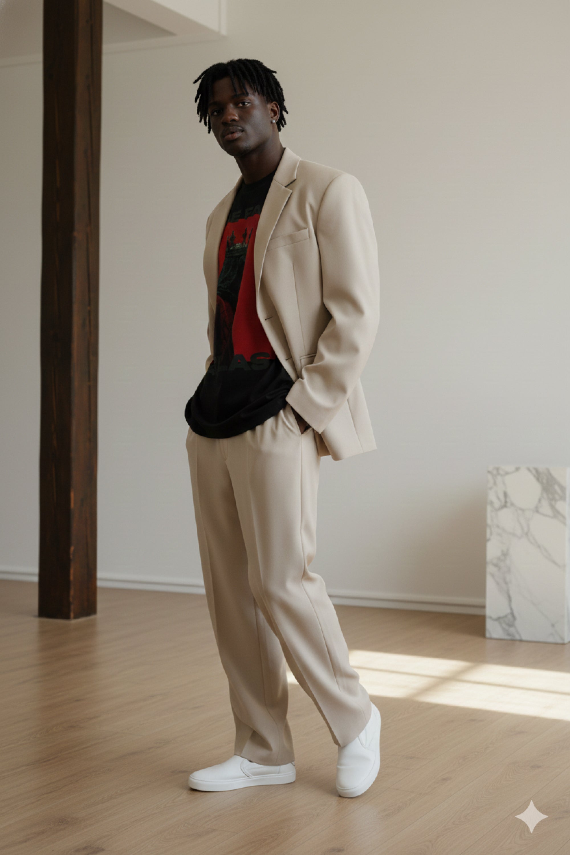 T-Shirt Boxy Fit 280GSM – Artwork Rouge Impérial « Le Roi Sans Visage »