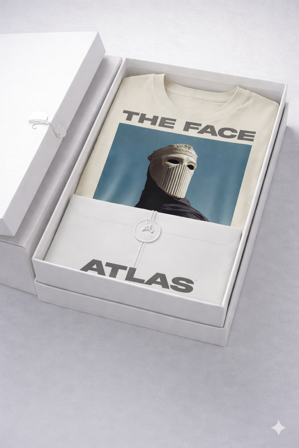 T-Shirt Boxy Fit 280GSM Bleu Nuit – Artwork Masque Statuaire