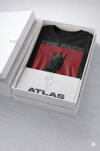 T-Shirt Boxy Fit 280GSM – Artwork Rouge Impérial « Le Roi Sans Visage »