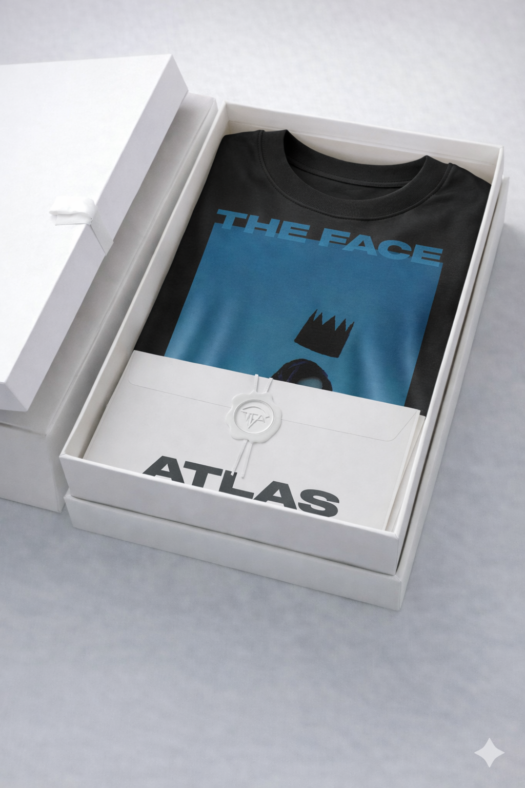 T-Shirt Boxy Fit 280GSM Bleu Ciel – Artwork « Couronne Perdue »