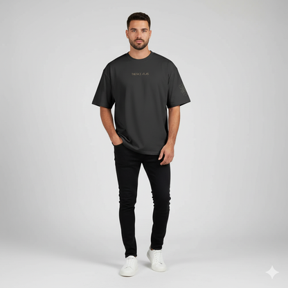 T-shirt Oversize Brodé – Arche Patrimoniale en Coton Lourd 425GSM