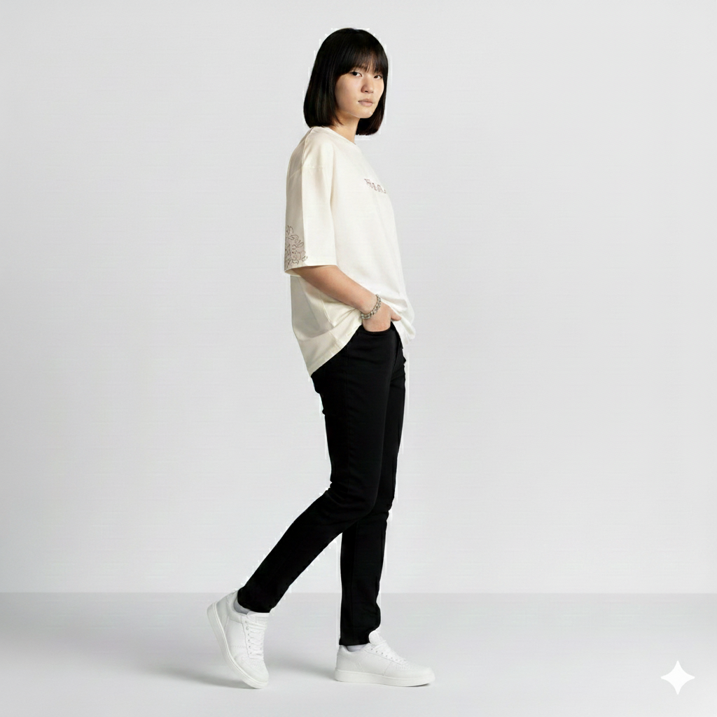 T-shirt Oversize Brodé – Arche Patrimoniale en Coton Lourd 425GSM