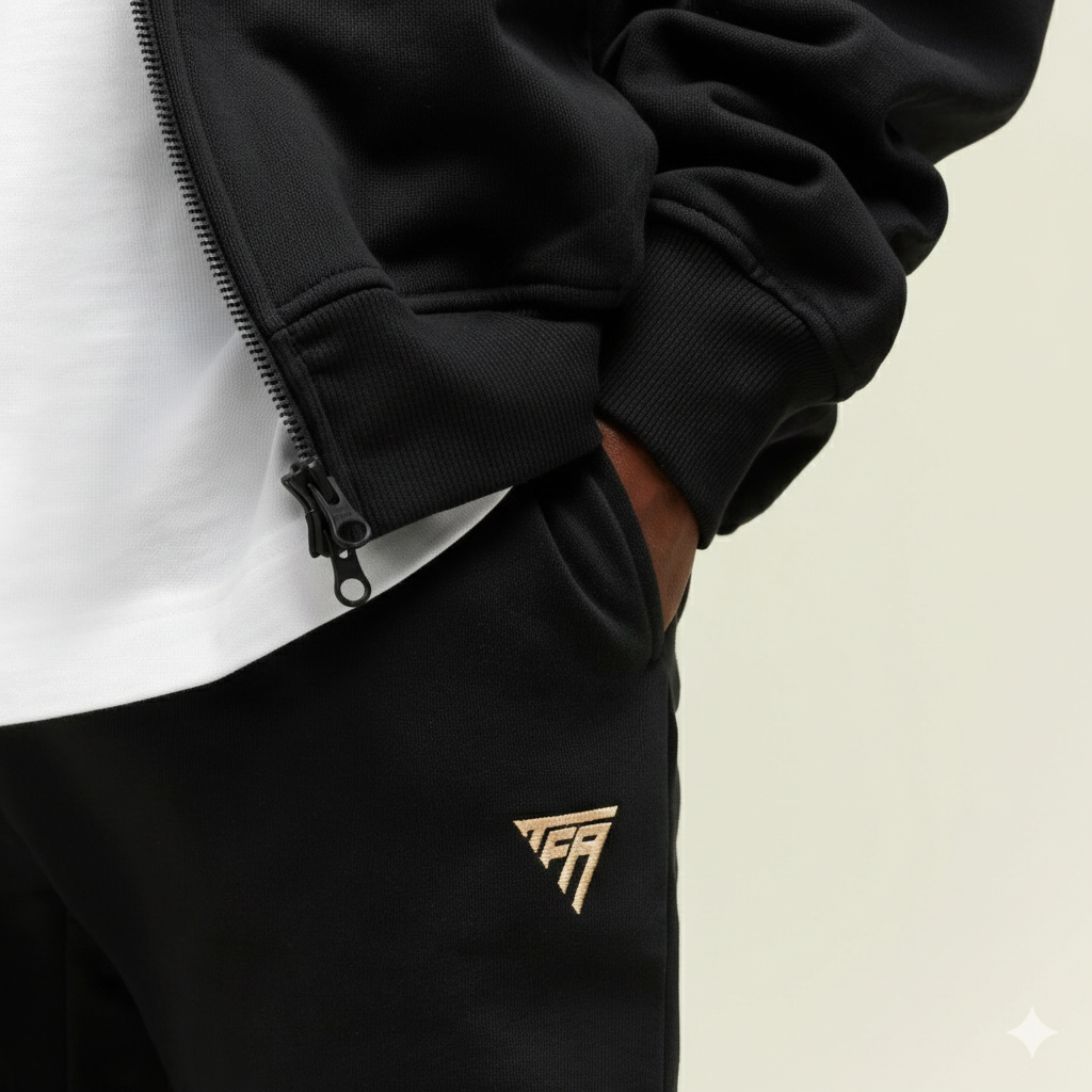 Jogging TFA Noir – Pantalon Unisexe Épais Doublé Polaire