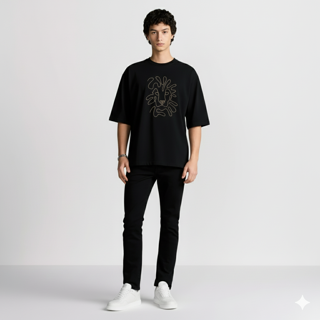 T-shirt Épure Brodée, coupe relax — 425 g/m²