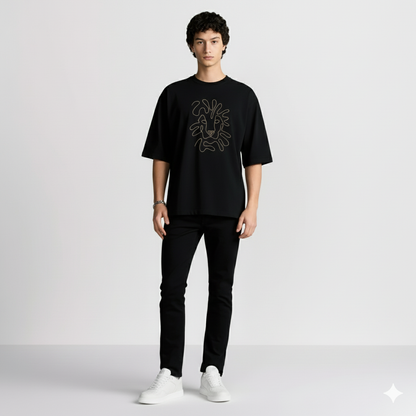 T-shirt Épure Brodée, coupe relax — 425 g/m²