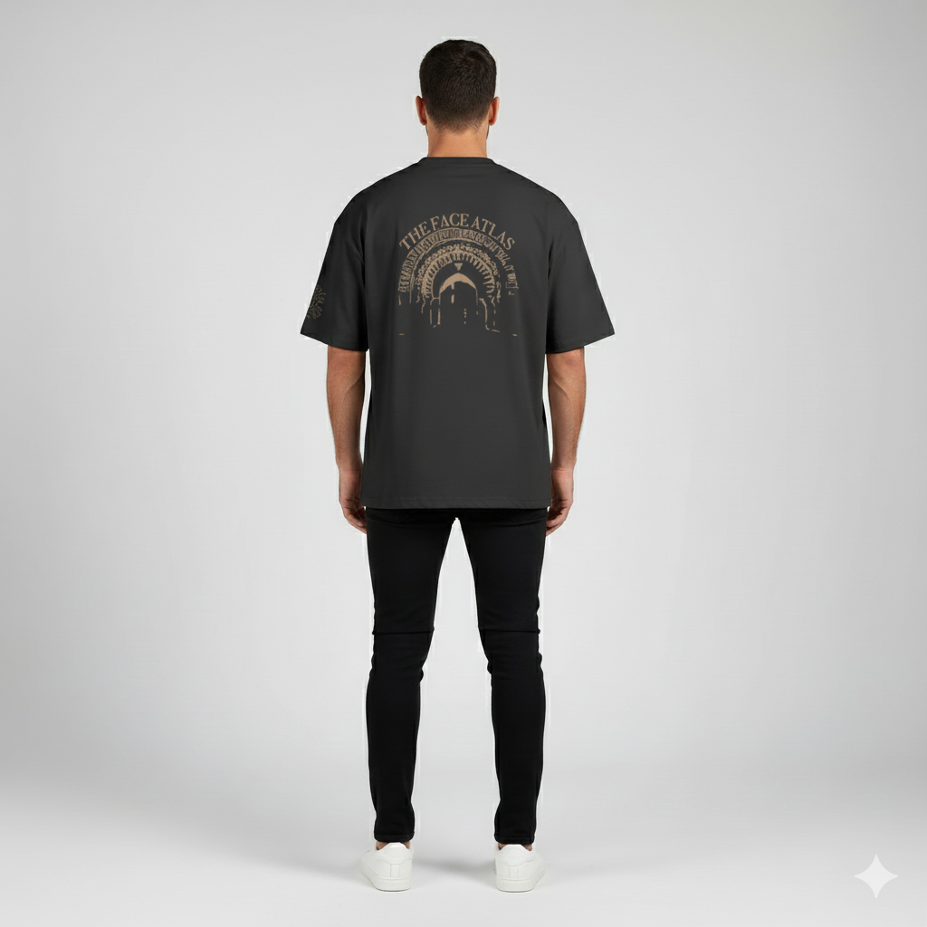 T-shirt Oversize Brodé – Arche Patrimoniale en Coton Lourd 425GSM