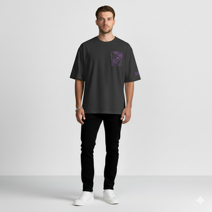 T-shirt Oversize Brodé – Composition Florale 1985 en Coton Lourd 425GSM