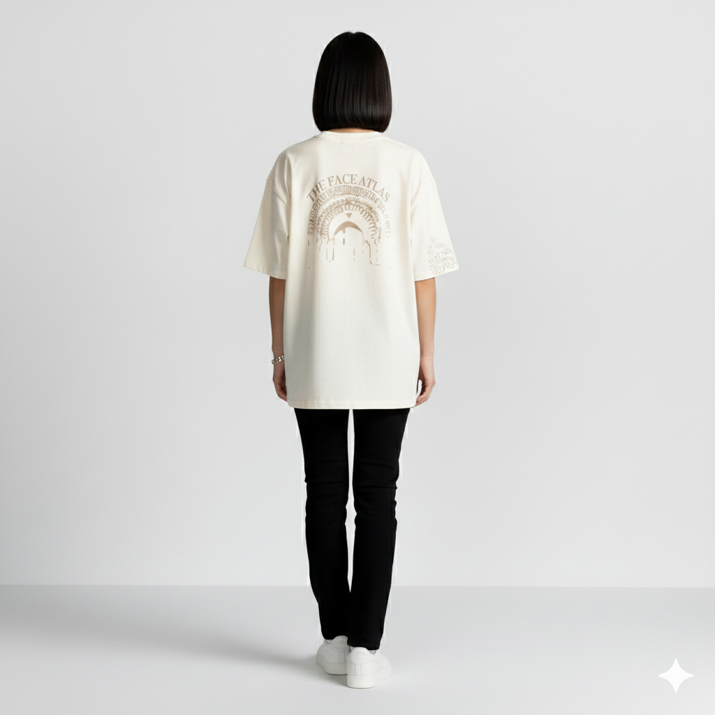 T-shirt Oversize Brodé – Arche Patrimoniale en Coton Lourd 425GSM