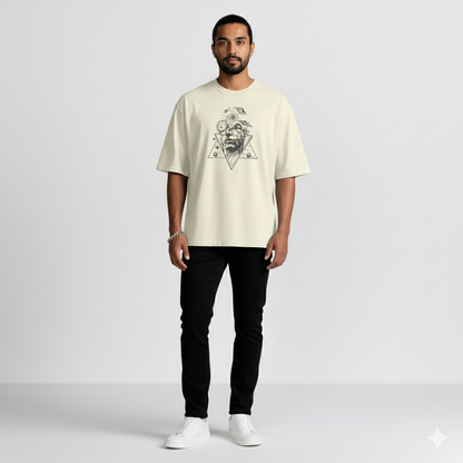 T-shirt Oversize Brodé – Vision Cosmique en Coton Lourd 425GSM