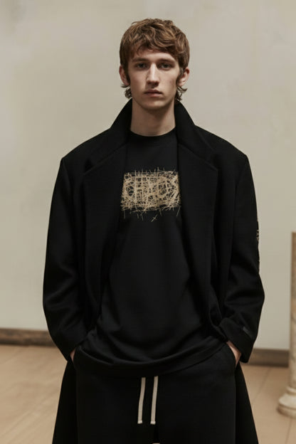 Sweatshirt Oversize Noir – Chaos Script Brodé