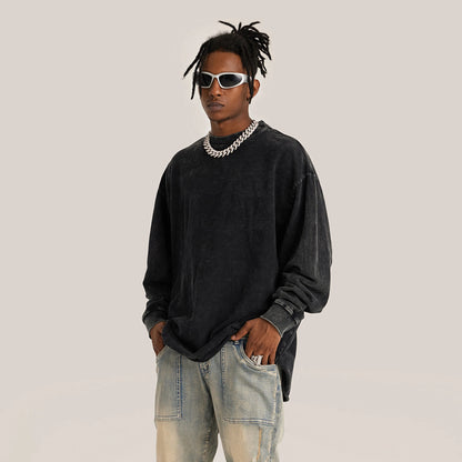 KUNO – 260g | Long Sleeve Délavé à Ourlet Brut