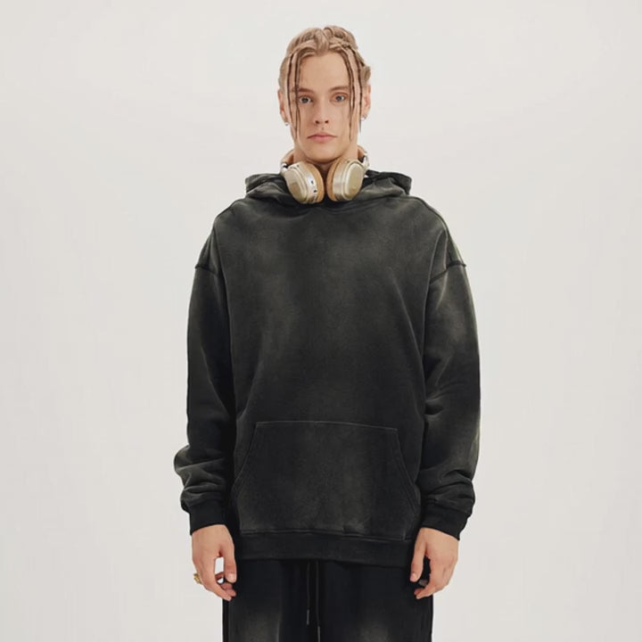 Charger la vidéo: SWEAT À CAPUCHE OVERSIZE 400GSM – EFFET USÉ