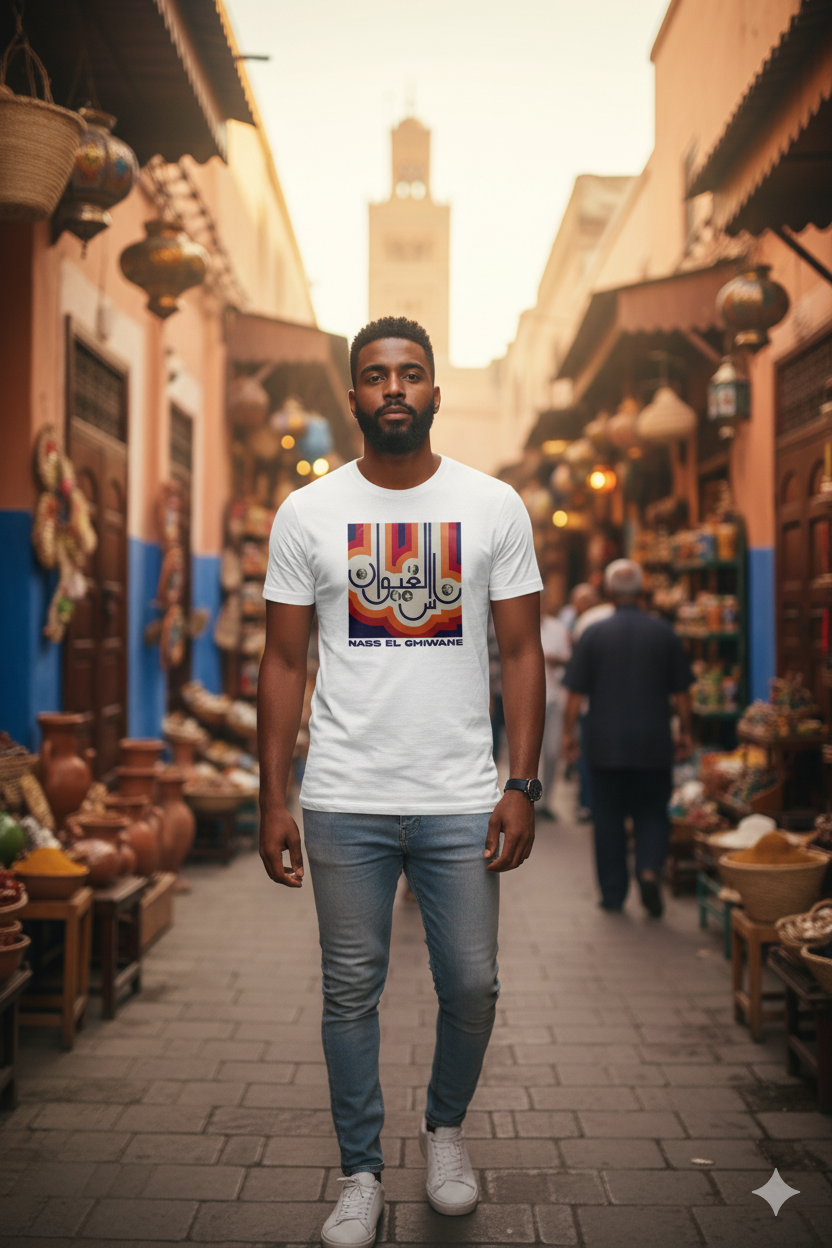 T-shirt hommage à Nass El Ghiwane – L’âme d’un groupe légendaire