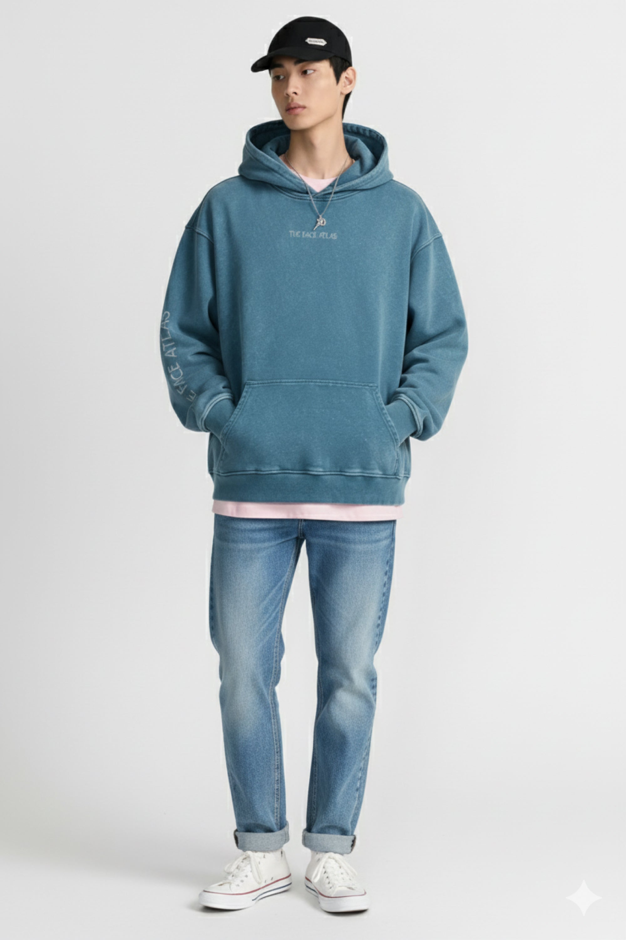 Sweat à capuche oversize 440 g/m² – coton peigné, effet washed