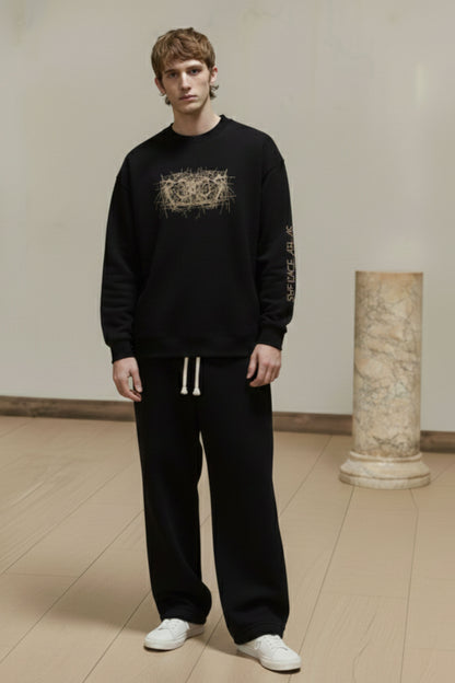 Sweatshirt Oversize Noir – Chaos Script Brodé
