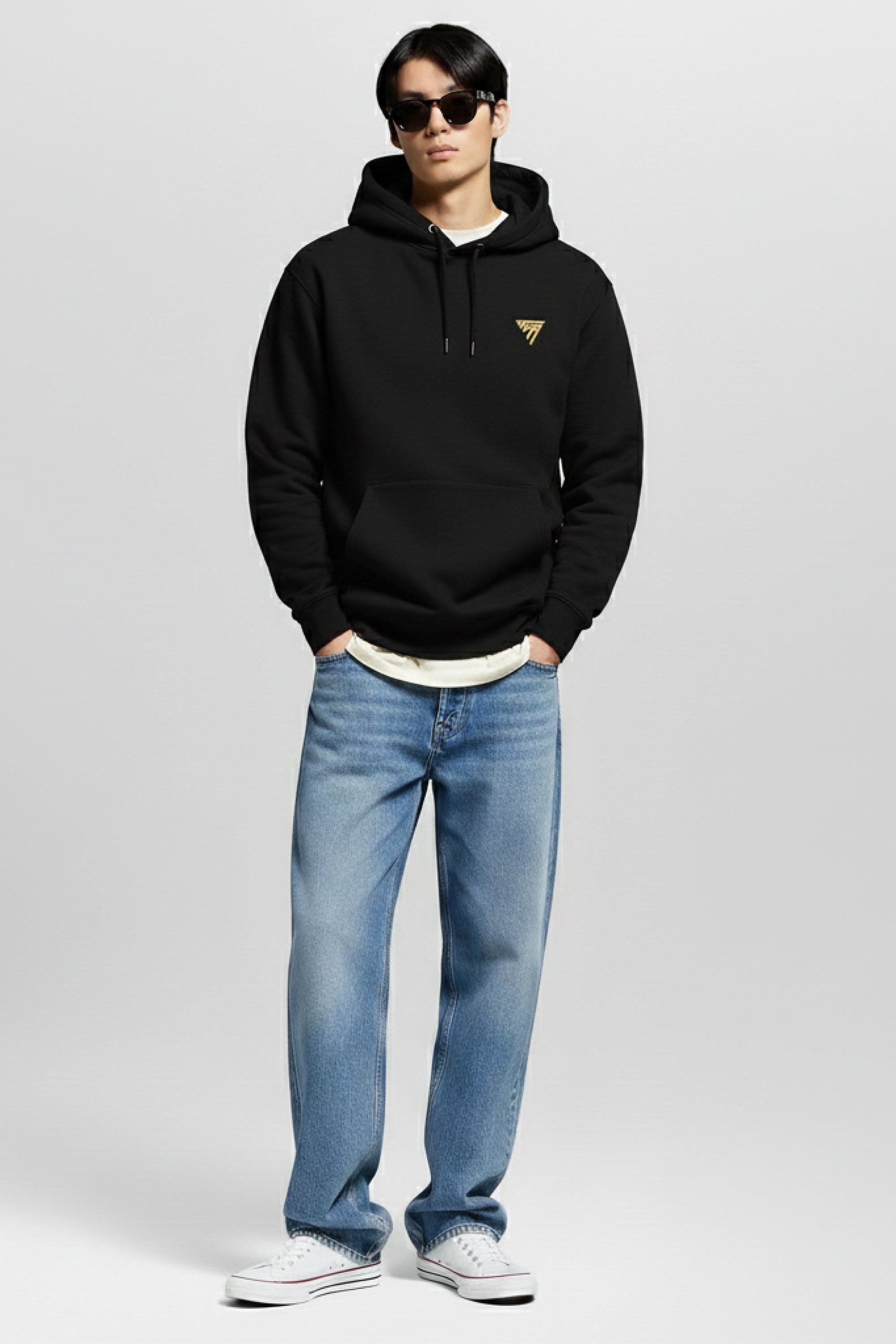 Sweat à capuche premium – 100 % coton, cordons plats