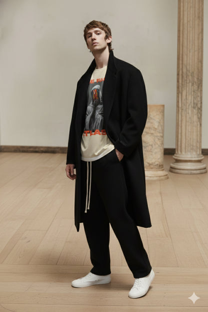 T-Shirt Boxy Fit 280GSM Beige – Masque Vitrail « Le Visage en Éclats »