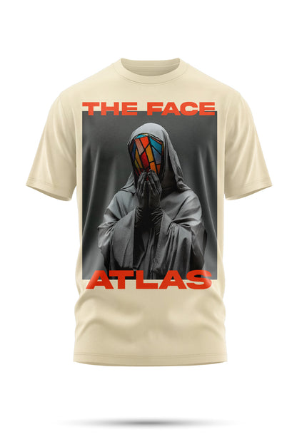 T-Shirt Boxy Fit 280GSM Beige – Masque Vitrail « Le Visage en Éclats »