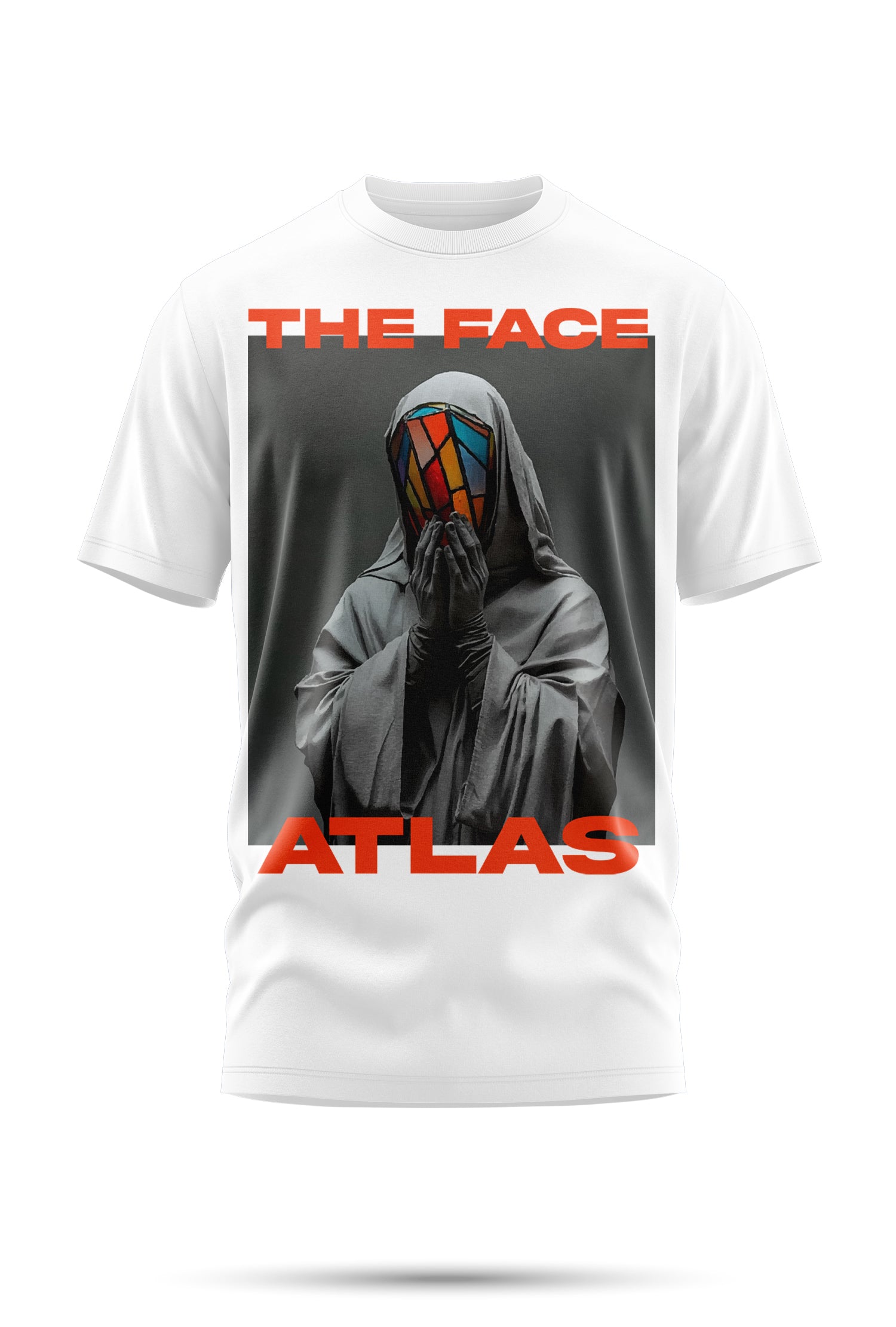 T-Shirt Boxy Fit 280GSM Beige – Masque Vitrail « Le Visage en Éclats »