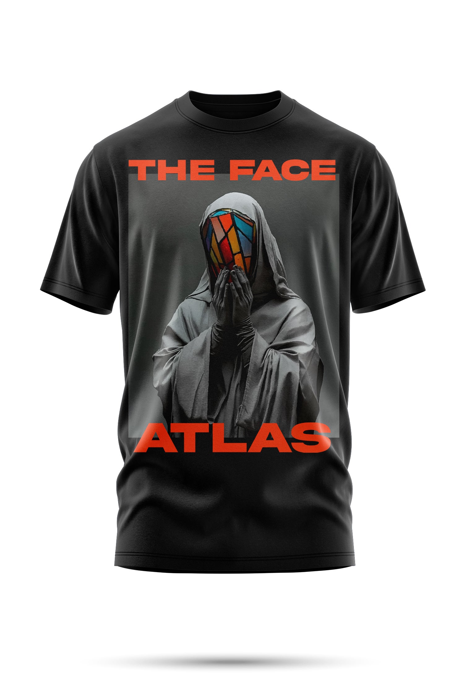 T-Shirt Boxy Fit 280GSM Beige – Masque Vitrail « Le Visage en Éclats »