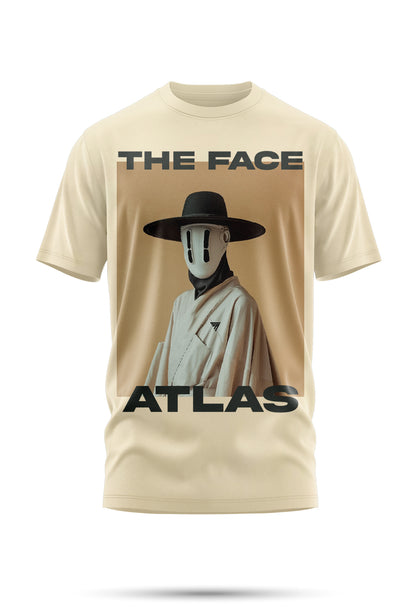 T-Shirt Boxy Fit 280GSM – Masque Minimaliste Beige « Le Pèlerin Muet »