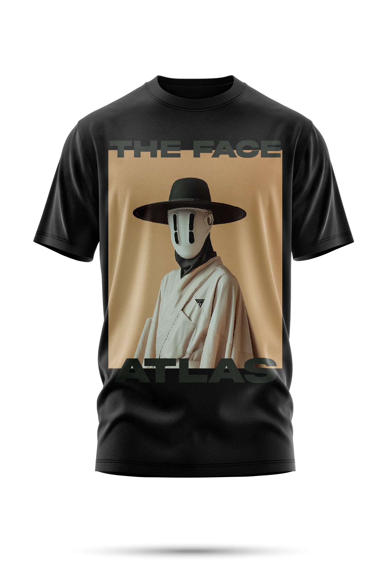 T-Shirt Boxy Fit 280GSM – Masque Minimaliste Beige « Le Pèlerin Muet »