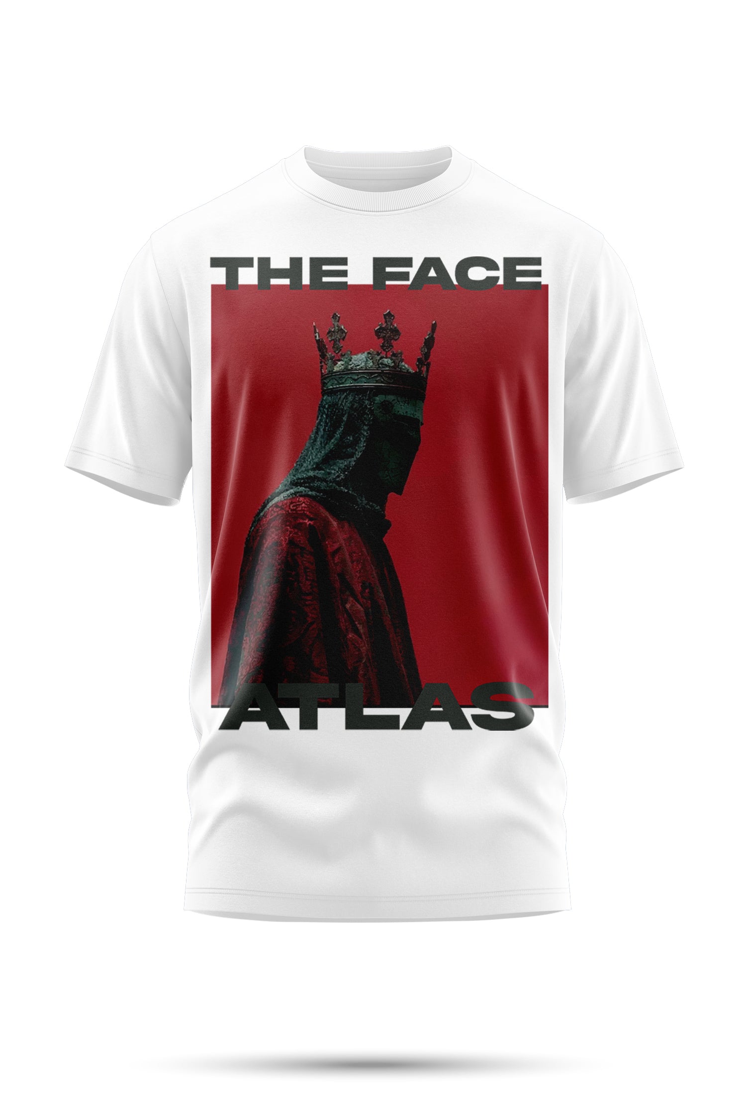 T-Shirt Boxy Fit 280GSM – Artwork Rouge Impérial « Le Roi Sans Visage »