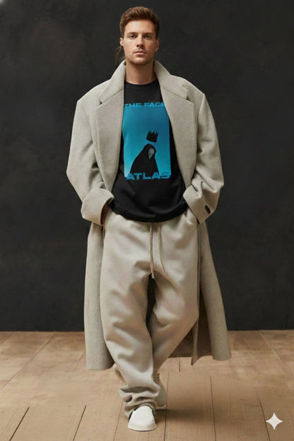 T-Shirt Boxy Fit 280GSM Bleu Ciel – Artwork « Couronne Perdue »